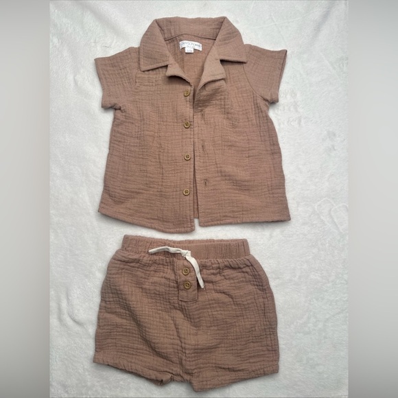 Grayson Mini Top & Bottom Set Baby Boy's 3-6M  Striped Button Front 2pc Set - Picture 1 of 10